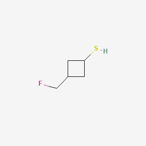 molecular formula C5H9FS B13497546 3-(Fluoromethyl)cyclobutane-1-thiol 