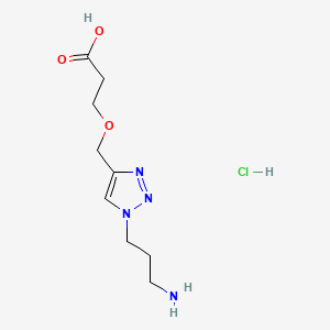 molecular formula C9H17ClN4O3 B13497551 3-{[1-(3-aminopropyl)-1H-1,2,3-triazol-4-yl]methoxy}propanoic acid hydrochloride 