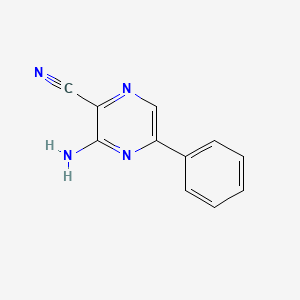 molecular formula C11H8N4 B13497559 3-Amino-5-phenylpyrazine-2-carbonitrile 
