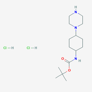 molecular formula C15H31Cl2N3O2 B13497596 Tert-butyl N-[4-(piperazin-1-YL)cyclohexyl]carbamate dihydrochloride 