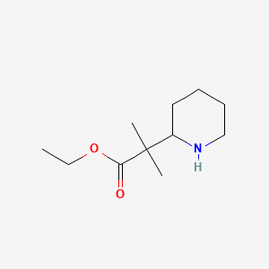 molecular formula C11H21NO2 B13497814 Ethyl 2-methyl-2-(2-piperidyl)propanoate 