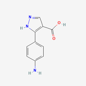 molecular formula C10H9N3O2 B13497816 3-(4-Aminophenyl)-1H-pyrazole-4-carboxylic acid 