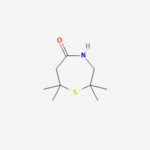 molecular formula C9H17NOS B13497883 2,2,7,7-Tetramethyl-1,4-thiazepan-5-one 