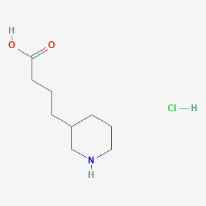 molecular formula C9H18ClNO2 B13498213 4-(Piperidin-3-yl)butanoic acid hydrochloride 