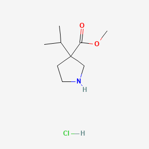 molecular formula C9H18ClNO2 B13498515 Methyl 3-(propan-2-yl)pyrrolidine-3-carboxylate hydrochloride 