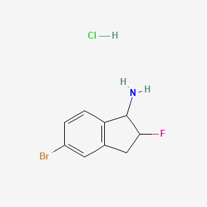 molecular formula C9H10BrClFN B13498547 5-bromo-2-fluoro-2,3-dihydro-1H-inden-1-amine hydrochloride 