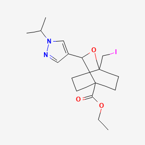 molecular formula C17H25IN2O3 B13498734 ethyl 1-(iodomethyl)-3-[1-(propan-2-yl)-1H-pyrazol-4-yl]-2-oxabicyclo[2.2.2]octane-4-carboxylate 