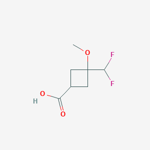 molecular formula C7H10F2O3 B13498856 3-(Difluoromethyl)-3-methoxycyclobutane-1-carboxylic acid 
