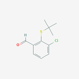 molecular formula C11H13ClOS B13498901 2-(Tert-butylsulfanyl)-3-chlorobenzaldehyde 