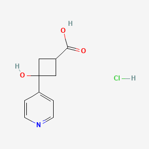 molecular formula C10H12ClNO3 B13499078 Rac-(1s,3s)-3-hydroxy-3-(pyridin-4-yl)cyclobutane-1-carboxylicacidhydrochloride 
