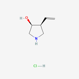 molecular formula C6H12ClNO B13499221 rac-(3R,4R)-4-ethenylpyrrolidin-3-ol hydrochloride 