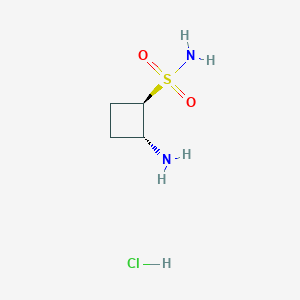 molecular formula C4H11ClN2O2S B13499361 rac-(1R,2R)-2-aminocyclobutane-1-sulfonamide hydrochloride 