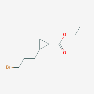 molecular formula C9H15BrO2 B13499654 ethyl 2-(3-bromopropyl)cyclopropane-1-carboxylate, Mixture of diastereomers 