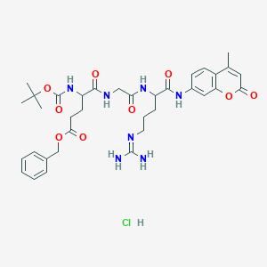 Benzyl 5-[[2-[[5-(diaminomethylideneamino)-1-[(4-methyl-2-oxochromen-7-yl)amino]-1-oxopentan-2-yl]amino]-2-oxoethyl]amino]-4-[(2-methylpropan-2-yl)oxycarbonylamino]-5-oxopentanoate;hydrochloride