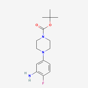 molecular formula C15H22FN3O2 B13499877 Tert-butyl 4-(3-amino-4-fluorophenyl)piperazine-1-carboxylate 