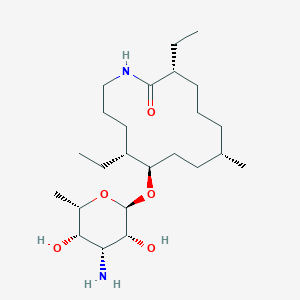 molecular formula C24H46N2O5 B135002 (3R,7S,10R,11R)-10-[(2R,3R,4R,5S,6S)-4-amino-3,5-dihydroxy-6-methyloxan-2-yl]oxy-3,11-diethyl-7-methyl-azacyclotetradecan-2-one CAS No. 128563-23-5