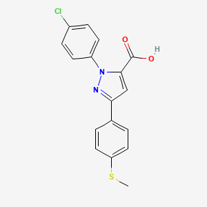 molecular formula C17H13ClN2O2S B1350121 2-(4-氯苯基)-5-(4-甲硫基苯基)吡唑-3-甲酸 CAS No. 618383-09-8