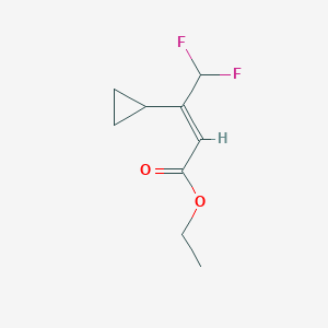 molecular formula C9H12F2O2 B13501327 Ethyl 3-cyclopropyl-4,4-difluorobut-2-enoate 