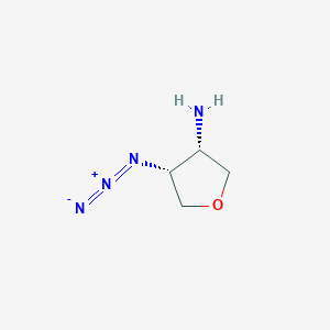 molecular formula C4H8N4O B13501613 rac-(3R,4S)-4-azidooxolan-3-amine 