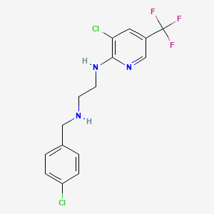 molecular formula C15H14Cl2F3N3 B1350195 N-[(4-chlorophenyl)methyl]-N'-[3-chloro-5-(trifluoromethyl)pyridin-2-yl]ethane-1,2-diamine CAS No. 338406-37-4