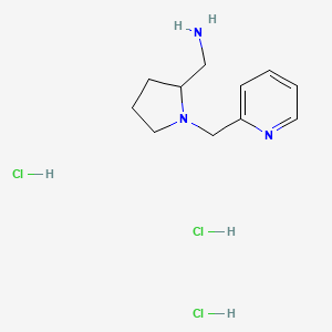 molecular formula C11H20Cl3N3 B13502023 1-{1-[(Pyridin-2-yl)methyl]pyrrolidin-2-yl}methanamine trihydrochloride 
