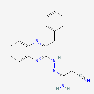 molecular formula C18H16N6 B1350204 N'-[(3-benzylquinoxalin-2-yl)amino]-2-cyanoethanimidamide 