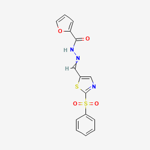 molecular formula C15H11N3O4S2 B1350231 N-[[2-(benzenesulfonyl)-1,3-thiazol-5-yl]methylideneamino]furan-2-carboxamide 