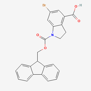 molecular formula C24H18BrNO4 B13502660 6-bromo-1-{[(9H-fluoren-9-yl)methoxy]carbonyl}-2,3-dihydro-1H-indole-4-carboxylic acid 