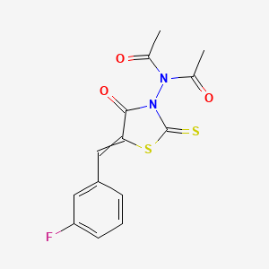 molecular formula C14H11FN2O3S2 B1350286 N-acetyl-N-{5-[(Z)-(3-fluorophenyl)methylidene]-4-oxo-2-thioxo-1,3-thiazolan-3-yl}acetamide 