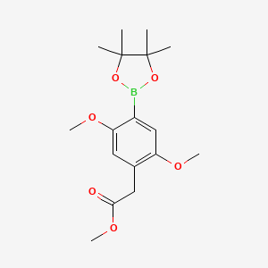 molecular formula C17H25BO6 B13503027 Methyl 2-(2,5-dimethoxy-4-(4,4,5,5-tetramethyl-1,3,2-dioxaborolan-2-yl)phenyl)acetate 