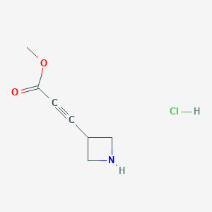 molecular formula C7H10ClNO2 B13503153 Methyl3-(azetidin-3-yl)prop-2-ynoatehydrochloride 