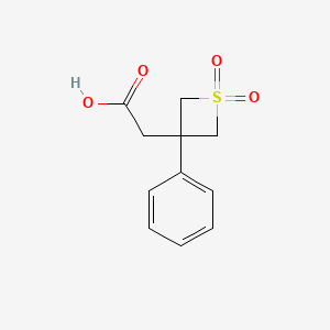 molecular formula C11H12O4S B13503216 2-(1,1-Dioxo-3-phenyl-1lambda6-thietan-3-yl)acetic acid 