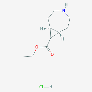 molecular formula C10H18ClNO2 B13503283 rac-ethyl (1R,7S,8R)-4-azabicyclo[5.1.0]octane-8-carboxylate hydrochloride 