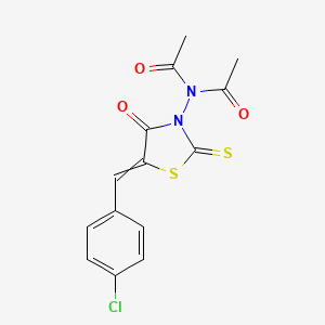 molecular formula C14H11ClN2O3S2 B1350333 N-acetyl-N-[5-[(4-chlorophenyl)methylidene]-4-oxo-2-sulfanylidene-1,3-thiazolidin-3-yl]acetamide 