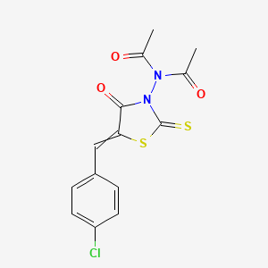 molecular formula C14H11ClN2O3S2 B1350333 N-acetyl-N-{5-[(Z)-(4-chlorophenyl)methylidene]-4-oxo-2-thioxo-1,3-thiazolan-3-yl}acetamide 
