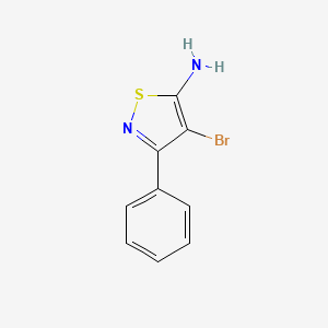 molecular formula C9H7BrN2S B13503358 4-Bromo-3-phenyl-1,2-thiazol-5-amine 