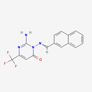 molecular formula C16H11F3N4O B1350346 2-Amino-3-(naphthalen-2-ylmethylideneamino)-6-(trifluoromethyl)pyrimidin-4-one 