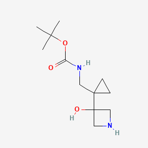 molecular formula C12H22N2O3 B13503499 tert-butyl N-{[1-(3-hydroxyazetidin-3-yl)cyclopropyl]methyl}carbamate 