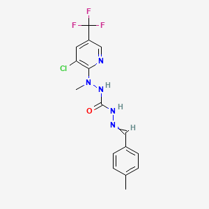 molecular formula C16H15ClF3N5O B1350350 N''-[3-chloro-5-(trifluoromethyl)-2-pyridinyl]-N''-methyl-N'''-[(E)-(4-methylphenyl)methylidene]carbonic dihydrazide 
