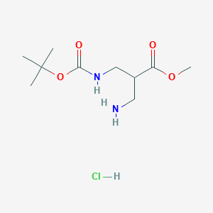 molecular formula C10H21ClN2O4 B13503541 Methyl 3-amino-2-({[(tert-butoxy)carbonyl]amino}methyl)propanoate hydrochloride 