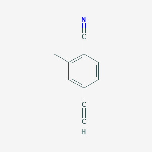 molecular formula C10H7N B13503643 4-Ethynyl-2-methylbenzonitrile 