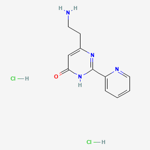 molecular formula C11H14Cl2N4O B13503743 6-(2-Aminoethyl)-2-(pyridin-2-yl)-3,4-dihydropyrimidin-4-one dihydrochloride 