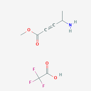 molecular formula C8H10F3NO4 B13503803 Methyl 4-aminopent-2-ynoate; trifluoroacetic acid 