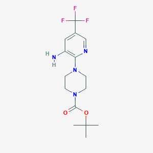 molecular formula C15H21F3N4O2 B13504014 Tert-butyl 4-[3-amino-5-(trifluoromethyl)pyridin-2-yl]piperazine-1-carboxylate 