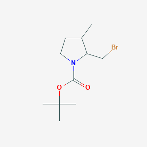 molecular formula C11H20BrNO2 B13504046 tert-butyl 2-(bromomethyl)-3-methylpyrrolidine-1-carboxylate, Mixture of diastereomers 
