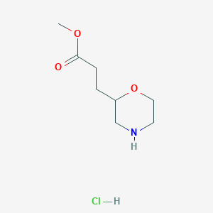 molecular formula C8H16ClNO3 B13504074 Methyl3-(morpholin-2-yl)propanoatehydrochloride 