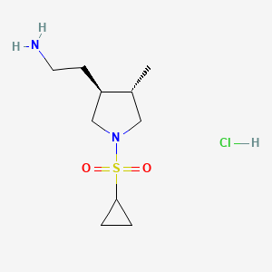 molecular formula C10H21ClN2O2S B13504124 rac-2-[(3R,4R)-1-(cyclopropanesulfonyl)-4-methylpyrrolidin-3-yl]ethan-1-amine hydrochloride 