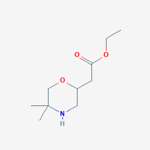molecular formula C10H19NO3 B13504163 Ethyl 2-(5,5-dimethylmorpholin-2-yl)acetate 