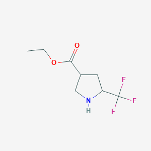 molecular formula C8H12F3NO2 B13504201 Ethyl 5-(trifluoromethyl)pyrrolidine-3-carboxylate 