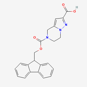 molecular formula C22H19N3O4 B13504462 5-{[(9H-fluoren-9-yl)methoxy]carbonyl}-4H,5H,6H,7H-pyrazolo[1,5-a]pyrazine-2-carboxylic acid 